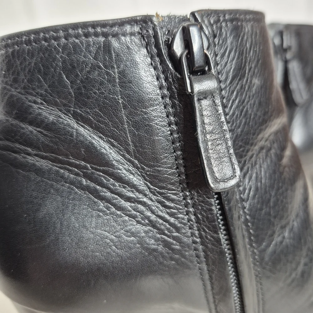 Tory Burch Lowell Leather Wedge Ankle Boots - Size 5.5